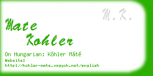 mate kohler business card